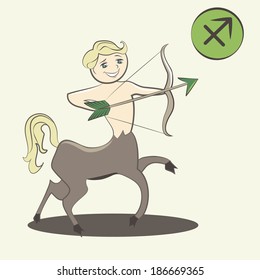 blonde centaur with a bow and arrow as a sign of Sagittarius