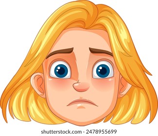 Blonde character with a sad facial expression