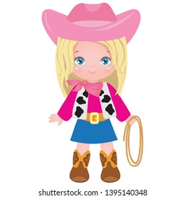 Blonde cowgirl vector cartoon illustration