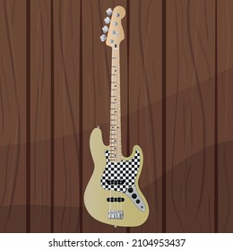 blonde cream classical vibe electric jazz bass guitar Isolated flat vector illustration