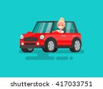 Blonde driving a car. Vector illustration