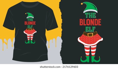 The Blonde Elf T-Shirt Design Vector