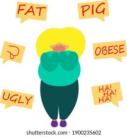 A blonde fat women listens to insults and cries