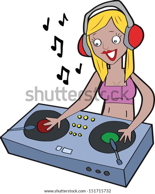 Blonde Female Dj Stock Vector (Royalty Free) 151715732