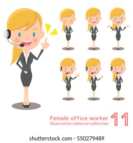 Blonde female office work illustration material collection