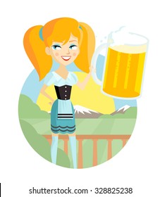 blonde german girl with a giant beer mug