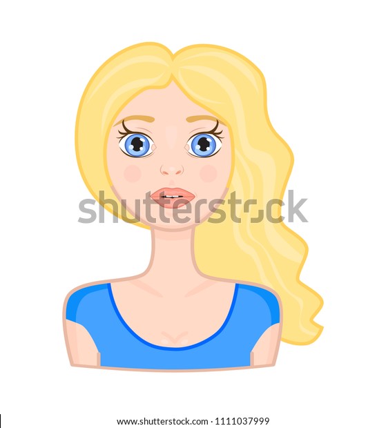 Blonde Girl With Blue Eyes Womens Face Idea For Stickers Vector Illustration 1358