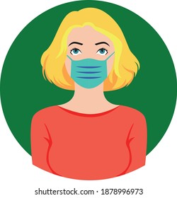 blonde girl with face mask, COVID-19