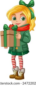 Blonde girl with a festive present