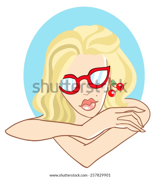 Blonde Girl Glasses Vector Illustration Stock Vector (Royalty Free