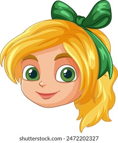 Blonde girl with green eyes and bow