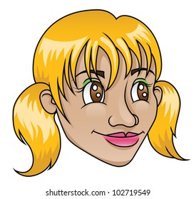 A blonde girl with a happy expression. Eps 8 Vector.