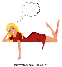 Blonde girl over banner