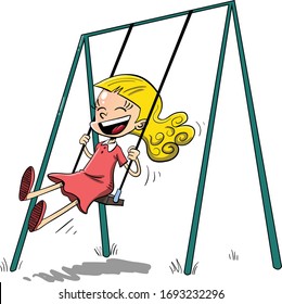 BLonde girl swinging in the park