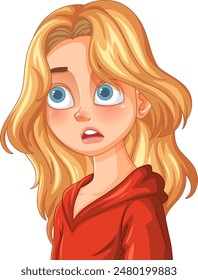 Blonde girl with wide eyes, looking surprised