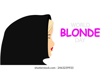 Blonde girls World day in hijab, vector art illustration.