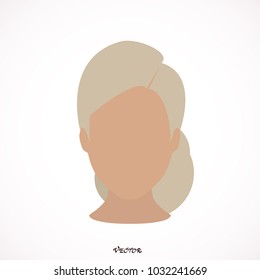 Blonde hair of woman. Vector design of female hairdo.