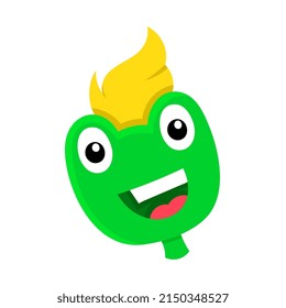 Cabeza de rana rubia sonriendo cara amigable, ilustración vectorial art. doodle imagen kawaii.