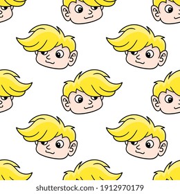 blonde hansome boy seamless pattern textile print. Great for summer vintage fabric, scrapbooking, wallpaper, giftwrap. repeat pattern background design