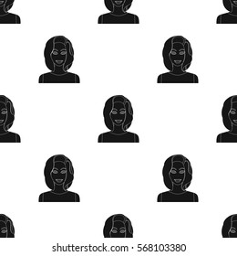 Blonde icon in black style isolated on white background. Woman pattern stock vector illustration.