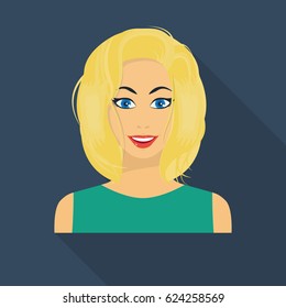 Blonde icon in flate style isolated on white background. Woman symbol stock vector illustration.