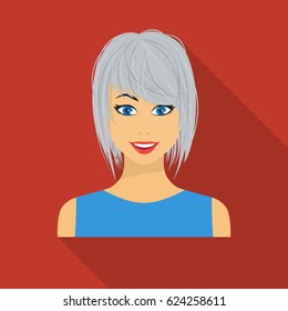 Blonde icon in flate style isolated on white background. Woman symbol stock vector illustration.