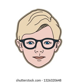 Blonde kid face with glasses