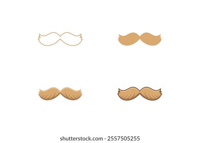 Blonde Man Mustache Icon Set in Outline, Flat, Cartoon, and Detailed Styles