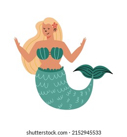 blonde mermaid character icon flat