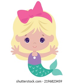 Blonde Mermaid Vector Cartoon Illustration