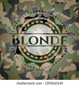 Blonde on camo texture. Vector Illustration. Detailed.