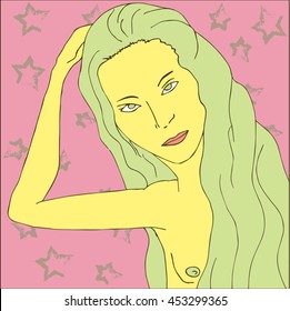 blonde on a pink background