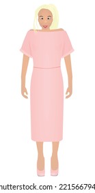 Blonde in pink outfit. vector illustration