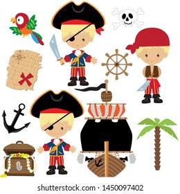 Blonde pirate vector cartoon illustration