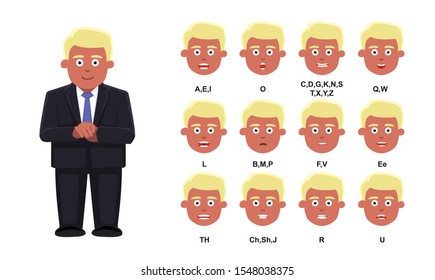 Blonde Politician Mouth Sync Talking Cartoon Vector Illustration