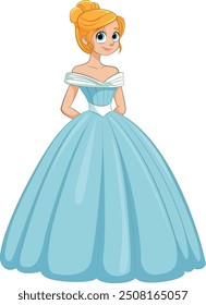 Princesa loira vestindo um lindo vestido azul