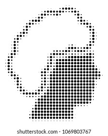 Blonde Profile halftone vector pictogram. Illustration style is dotted iconic Blonde Profile icon symbol on a white background. Halftone texture is round spots.