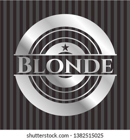 Blonde silver badge or emblem. Vector Illustration. Mosaic.