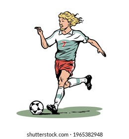 Blonde Soccer Player Cartoon Vector