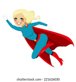 Blonde Super Hero Girl Flying Fast Stock Vector (Royalty Free ...