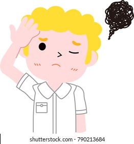 Blonde Western male student troubled