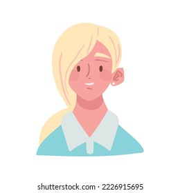 blonde woman avatar icon flat isolated