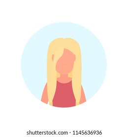 blonde woman avatar isolated faceless female cartoon character portrait flat vector illustration