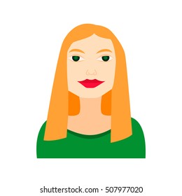 blonde woman flat icon with green dress businesswoman long hair avatar
