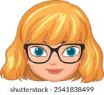 Blonde woman with glasses and blue eyes