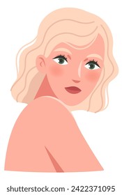 blonde woman with green eyes