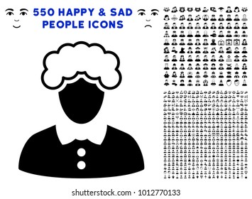 Blonde Woman pictograph with 550 bonus pity and glad men clip art. Vector illustration style is flat black iconic symbols.