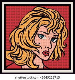cartaz de mulher loira em estilo pop art