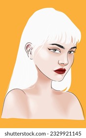 blonde woman with red lips