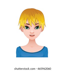 Blonde woman with short spiky hair